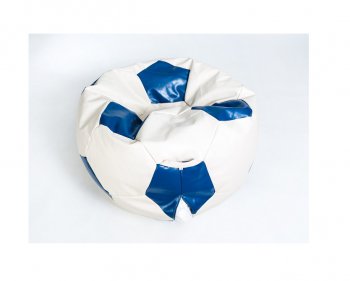 Кресло-мешок Мяч большой Экокожа бело-синее в Нягани - nyagan.mebel-74.com | фото