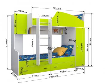Кровать двухъярусная Юниор 2 в Нягани - nyagan.mebel-74.com | фото