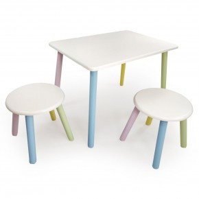 Детский комплект стол и два табурета круглых  (Белый, Белый, Цветной) в Нягани - nyagan.mebel-74.com | фото