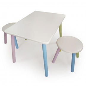 Детский комплект стол и два табурета круглых  (Белый, Белый, Цветной) в Нягани - nyagan.mebel-74.com | фото