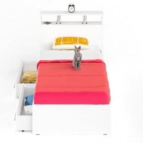 Камелия Кровать с ящиками 0900, цвет белый, ШхГхВ 93,5х217х78,2 см., сп.м. 900х2000 мм., без матраса, основание есть в Нягани - nyagan.mebel-74.com | фото