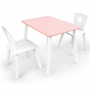 Комплект детской мебели стол и два стула Корона  (Розовый/Белый/Белый) в Нягани - nyagan.mebel-74.com | фото