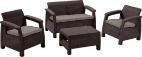 Комплект мебели Корфу сет (Corfu set) коричневый - серо-бежевый * в Нягани - nyagan.mebel-74.com | фото