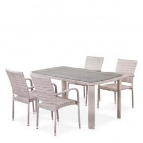 Комплект плетеной мебели T256C/Y376C-W85 Latte (4+1) + подушки на стульях в Нягани - nyagan.mebel-74.com | фото