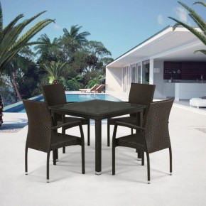 Комплект плетеной мебели T257A/YC379A-W53 Brown (4+1) + подушки на стульях в Нягани - nyagan.mebel-74.com | фото