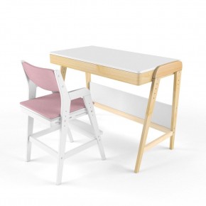 Комплект растущий стол и стул с чехлом 38 попугаев «Вуди» (Белый, Белый, Розовый) в Нягани - nyagan.mebel-74.com | фото