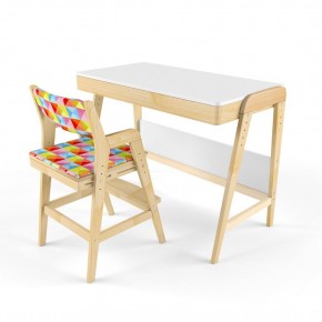 Комплект растущий стол и стул с чехлом 38 попугаев «Вуди» (Белый, Береза, Ромбы) в Нягани - nyagan.mebel-74.com | фото