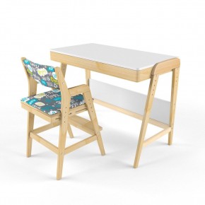 Комплект растущий стол и стул с чехлом 38 попугаев «Вуди» (Белый, Береза, Салют) в Нягани - nyagan.mebel-74.com | фото