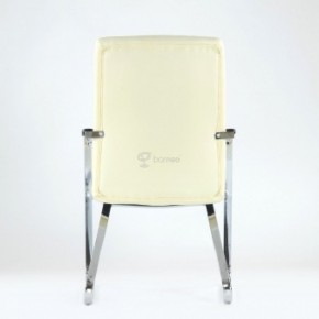 Кресло Barneo K-25 для посетителей и переговорных (хром, бежевая экокожа) в Нягани - nyagan.mebel-74.com | фото