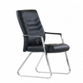 Кресло Barneo K-25 для посетителей и переговорных (хром, черная экокожа) в Нягани - nyagan.mebel-74.com | фото