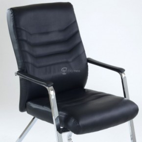 Кресло Barneo K-25 для посетителей и переговорных (хром, черная экокожа) в Нягани - nyagan.mebel-74.com | фото