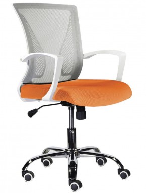 Кресло BRABIX "Wings MG-306", пластик белый, хром, сетка, серое/оранжевое, 532011 в Нягани - nyagan.mebel-74.com | фото