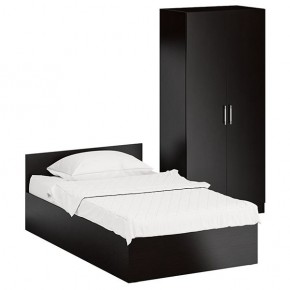 Кровать 1200 + Шкаф 2-х створчатый Стандарт, цвет венге, ШхГхВ 123,5х203,5х70 + 90х52х200 см., сп.м. 1200х2000 мм., без матраса, основание есть в Нягани - nyagan.mebel-74.com | фото
