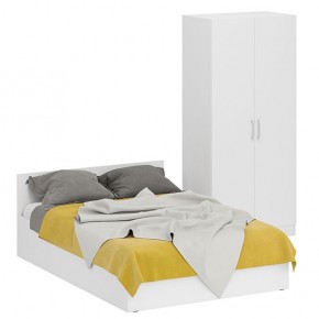 Кровать 1400 + Шкаф 2-х створчатый Стандарт, цвет белый, ШхГхВ 143,5х203,5х70 + 90х52х200 см., сп.м. 1400х2000 мм., без матраса, основание есть в Нягани - nyagan.mebel-74.com | фото