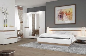 Кровать 160/TYP 92, LINATE ,цвет белый/сонома трюфель в Нягани - nyagan.mebel-74.com | фото