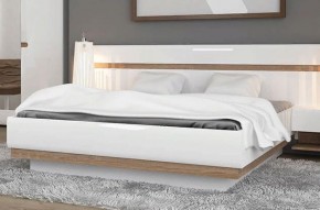 Кровать 160/TYP 94-01 с подъемником, LINATE ,цвет белый/сонома трюфель в Нягани - nyagan.mebel-74.com | фото