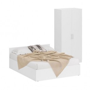 Кровать 1600 + Шкаф 2-х створчатый Стандарт, цвет белый, ШхГхВ 163,5х203,5х70 + 90х52х200 см., сп.м. 1600х2000 мм., без матраса, основание есть в Нягани - nyagan.mebel-74.com | фото