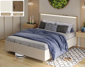 Кровать (Бело-серый U775 ST9/Дуб Галифакс Табак) 1400 в Нягани - nyagan.mebel-74.com | фото