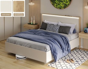 Кровать (Бело-серый U775 ST9/Дуб Небраска натуральный) 1600 в Нягани - nyagan.mebel-74.com | фото