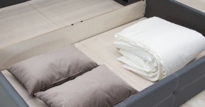 Кровать двойная Синди 160 + ортопед + ПМ + дно (арт. Марика 485 к/з (серый)) в Нягани - nyagan.mebel-74.com | фото