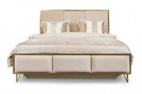 Кровать Lara 1600 с мягким изголовьем + основание (бежевый глянец) в Нягани - nyagan.mebel-74.com | фото