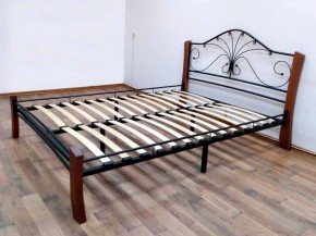 Кровать "Фортуна 4 ЛАЙТ" Черная (1600*2000) (ножки-махагон) с коваными элементами в Нягани - nyagan.mebel-74.com | фото