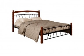 Кровать "Муза 1" КМД10  Черная (1400*2000) (ножки-махагон) с коваными изделиями в Нягани - nyagan.mebel-74.com | фото