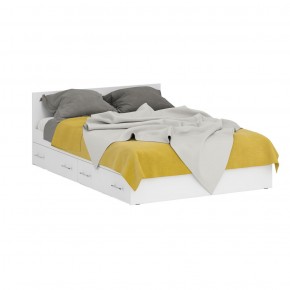Кровать с ящиками 1400 + Пенал Стандарт, цвет белый, ШхГхВ 143,5х203,5х70 + 45х52х200 см., сп.м. 1400х2000 мм., без матраса, основание есть в Нягани - nyagan.mebel-74.com | фото