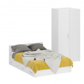 Кровать с ящиками 1400 + Шкаф угловой Стандарт, цвет белый, ШхГхВ 143,5х203,5х70 + 81,2х81,2х200 см., сп.м. 1400х2000 мм., без матраса, основание есть в Нягани - nyagan.mebel-74.com | фото