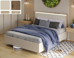 Кровать (Светло-серый U750 ST9/Дуб Галифакс Табак) 1400 в Нягани - nyagan.mebel-74.com | фото