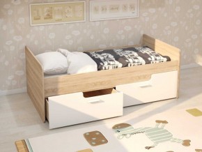 Кровать Умка К-001 + ящики (Дуб Сонома/Белый глянец) в Нягани - nyagan.mebel-74.com | фото