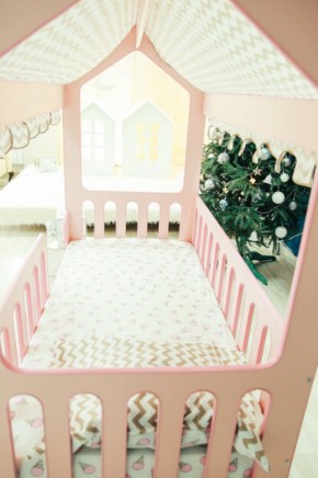 Кровать-домик без ящика 800*1600 (Розовый) в Нягани - nyagan.mebel-74.com | фото