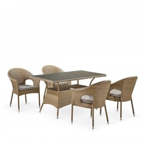 Обеденный комплект плетеной мебели T198B/Y79B-W56 Light Brown (4+1) в Нягани - nyagan.mebel-74.com | фото