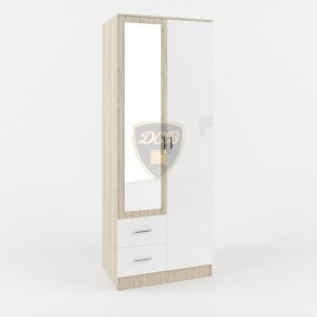 Шкаф 2-х створчатый с зеркалом Софи СШК 800.3 (дуб сонома/белый глянец) в Нягани - nyagan.mebel-74.com | фото