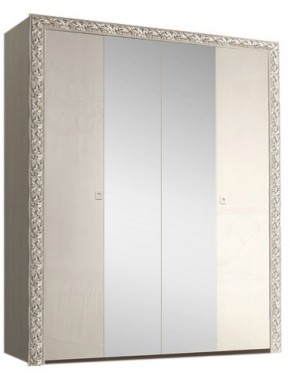 Шкаф 4-х дв. (с зеркалами) Premium слоновая кость/серебро (ТФШ1/4(П) в Нягани - nyagan.mebel-74.com | фото