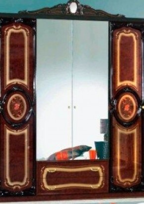 Шкаф 4-х дверный с зеркалами (01.144) Роза (могано) в Нягани - nyagan.mebel-74.com | фото