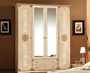 Шкаф 4-х дверный с зеркалами (02.144) Рома (беж) в Нягани - nyagan.mebel-74.com | фото