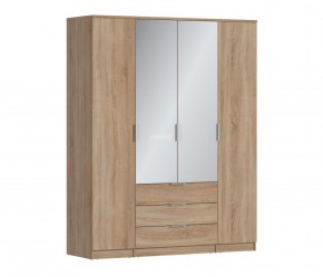 Шкаф 4х дверный с зеркалами Николь СБ-2595/1 (Дуб Сонома) в Нягани - nyagan.mebel-74.com | фото