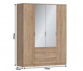 Шкаф 4х дверный с зеркалами Николь СБ-2595/1 (Дуб Сонома) в Нягани - nyagan.mebel-74.com | фото