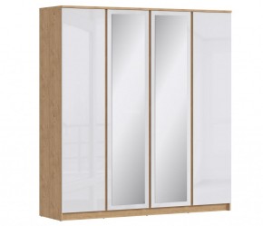 Шкаф 4х дверный с зеркалами Веста СБ-3082 (Дуб Бунратти/Белый глянец) в Нягани - nyagan.mebel-74.com | фото