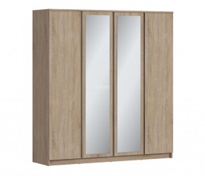 Шкаф 4х дверный с зеркалами Веста СБ-3082 (Дуб Сонома) в Нягани - nyagan.mebel-74.com | фото