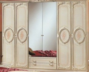 Шкаф 6-и дверный с зеркалами (01.146) Роза (беж) в Нягани - nyagan.mebel-74.com | фото