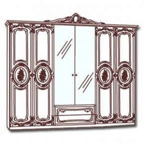 Шкаф 6-и дверный с зеркалами (01.146) Роза (могано) в Нягани - nyagan.mebel-74.com | фото