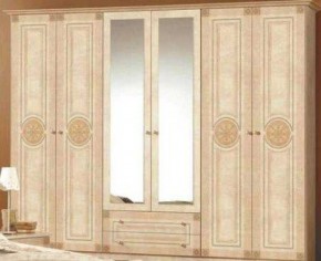 Шкаф 6-и дверный с зеркалами (02.146) Рома (беж) в Нягани - nyagan.mebel-74.com | фото