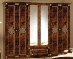 Шкаф 6-и дверный с зеркалами (02.146) Рома (орех) в Нягани - nyagan.mebel-74.com | фото