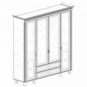 Шкаф для одежды 4-дверный с зеркалом №493 Марлен кремовый белый в Нягани - nyagan.mebel-74.com | фото