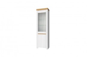 Шкаф с витриной  1V1D, TAURUS, цвет белый/дуб вотан в Нягани - nyagan.mebel-74.com | фото