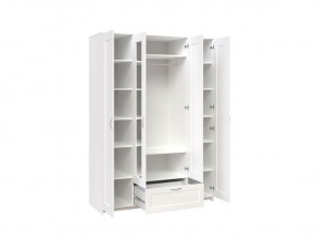 Шкаф СИРИУС четырёхдверный белый с одним выдвижным ящиком и двумя зеркалами в Нягани - nyagan.mebel-74.com | фото