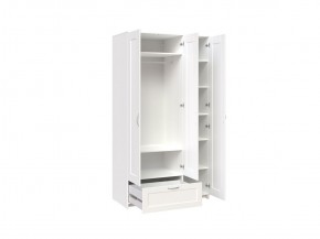 Шкаф СИРИУС трёхдверный белый с одним выдвижным ящиком и зеркалом в Нягани - nyagan.mebel-74.com | фото