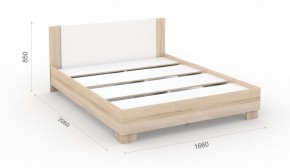 Спальня Аврора Кровать 160 со встроенным основанием под матрас Дуб сонома/Белый в Нягани - nyagan.mebel-74.com | фото
